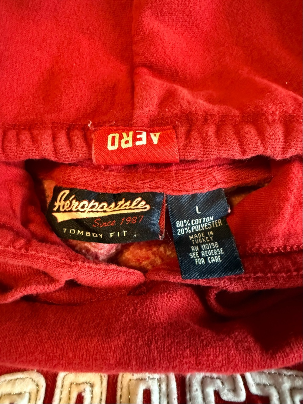 Y2K Aeropostale Tomboy Fit Red Hooded Sweatshirt - Picture 4 of 4